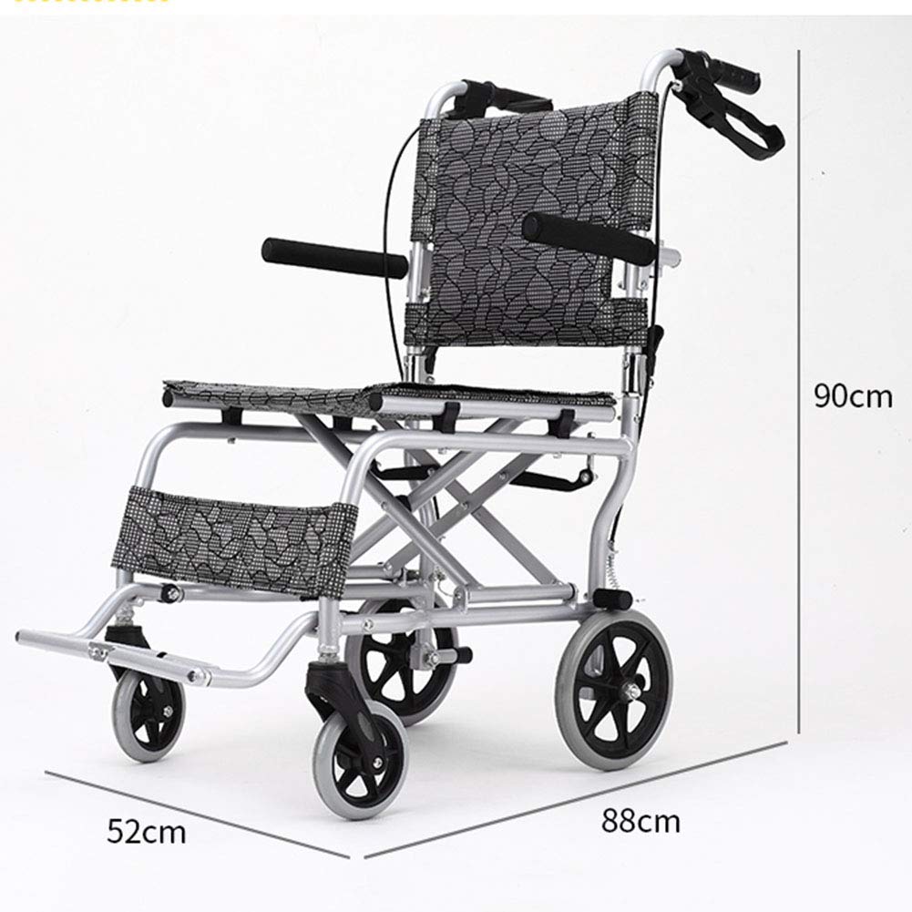 Silla de ruedas,Scooter de empuje manual de viaje con freno de bloqueo automático para discapacitados de aleación de aluminio plegable multifunción