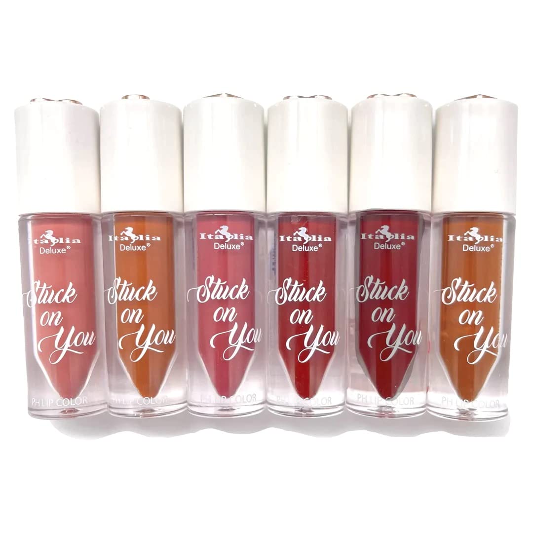 Italia Deluxe STUCK ON YOU PH LIP COLOR 6 Piece Set Lasts All Day, 0.1058 Ounce