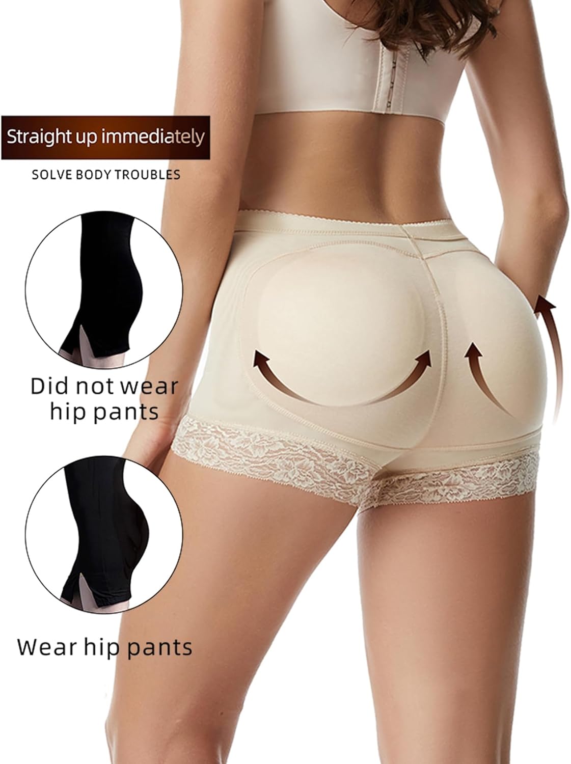 Womens Fake Buttock Briefs Butt Lifter Padded Control Panties Hip Enhancer Underwear Shapewear Boyshort - Image 3