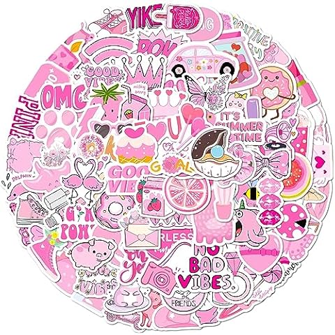 EUBUY Paper Stickers for Water Bottles, 100PCS Cute Cartoon Animal Decals, Metal Plastic Glass Fabric Surface Recommendation, Premium Material, Type 6 Color, for Kids Teens Girls Cover