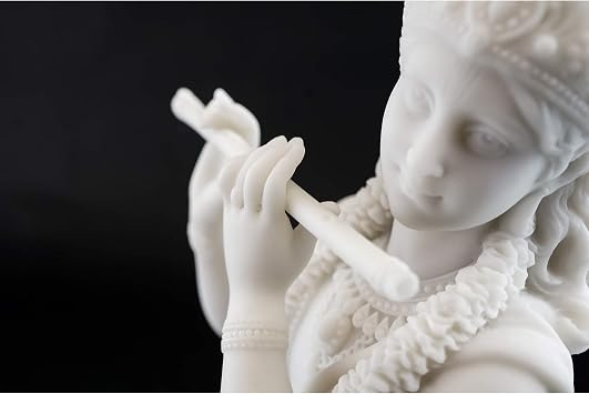 Top Collection Krishna Statue- Hindu God of Love and Divine Joy Sculpture in Premium White Marble Finish- 10-Inch Collectible Figurine
