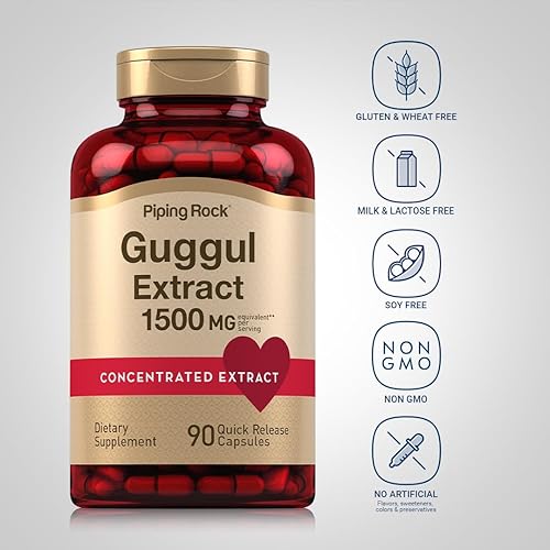 Miniatura 3 de Piping Rock Guggul Supplement  1500 mg  90 Capsules  Concentrated Extract  Non-GMO, Gluten Free