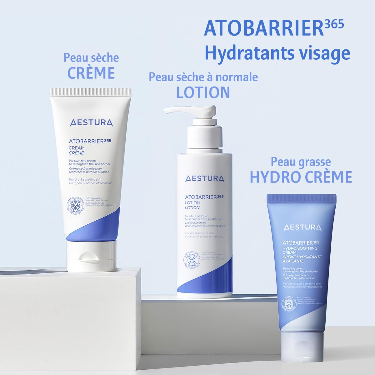 AESTURA ATOBARRIER365 CREME avec Céramide Hydratant 120 heures Hydratant à capsules visibles Complexe lipidique breveté Crème visage pour peaux sèches et sensibles Testée par des dermatologues 80mL