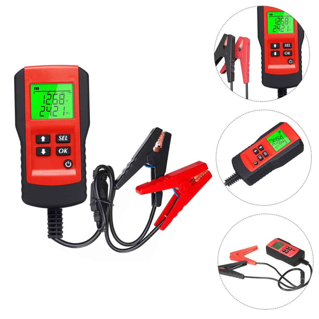 Tester per Batterie Auto Digitale 12V Schermo LCD Retroilluminato e Analizzatore di Tensione Resistenza e Capacità per Veicoli Strumento di Test Batteria per Auto e Moto