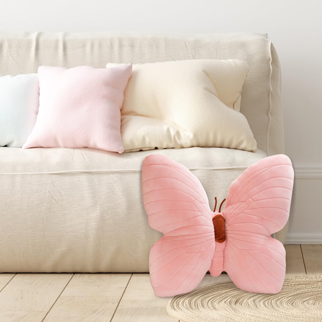 Gohytal Cuscino a forma di farfalla, cuscino decorativo a forma di farfalla, morbido cuscino decorativo per il soggiorno (rosa)