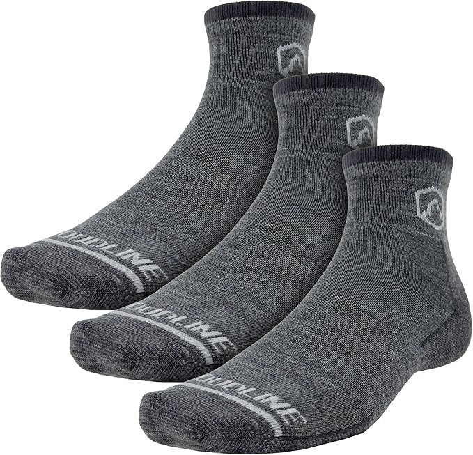 CloudLine Merino Wool Running & Hiking Socks for Men and Women-Cushioned, Moisture Wicking, Anti-Blister, Made in USA 3 Pair