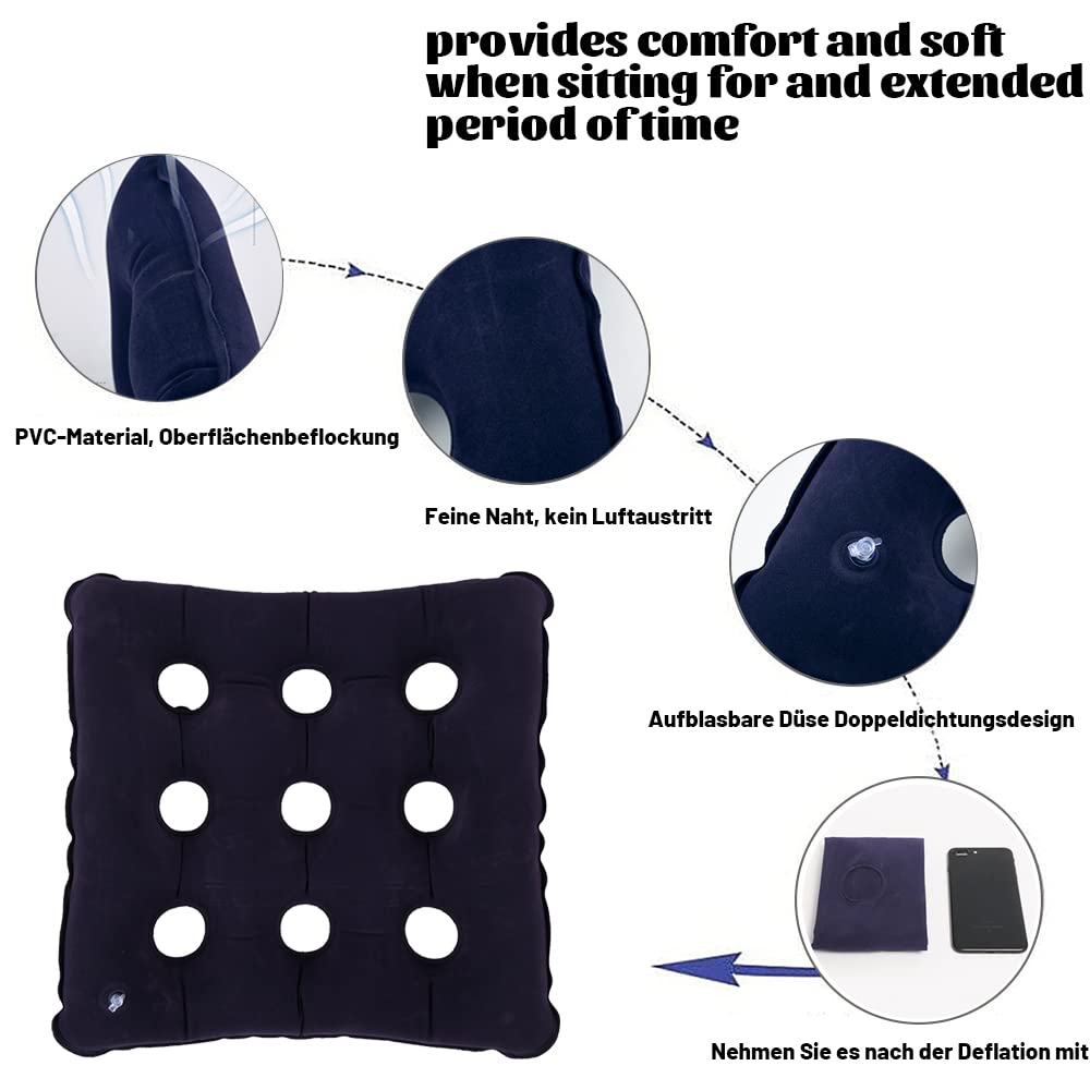 Ademend Gelkussen - Anti-doorligkussen Voor Stoel - Verlicht De Druk Op Orthopedisch Voor Auto Kantoor Huis Rolstoel Blauw 42 X 36 X 38 Cm