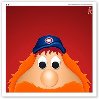 Montreal Canadiens Mascot Youppi! Minimalist Peeker NHL Fine Art Print by S. Preston - Contemporary Kids Room Wall Decor, 12" x 12" Unframed Collectible Poster Colorful Clean Sports Artwork