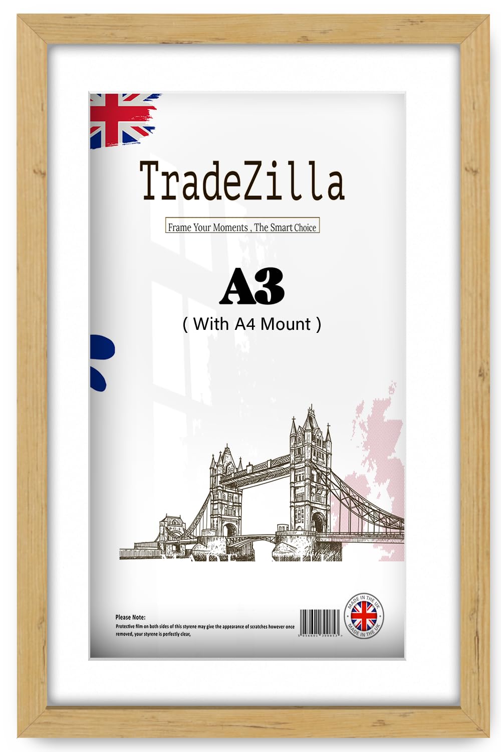 TradeZilla | Minimalist MDF Picture Frame A3 (29.70 x 41.90 cm) With A4-(11 x 8 Inch) White Mount Engineered Wood | 16x11 Inch Decorative Wall Mount, Art Print, Diploma Frame [ Pine ]