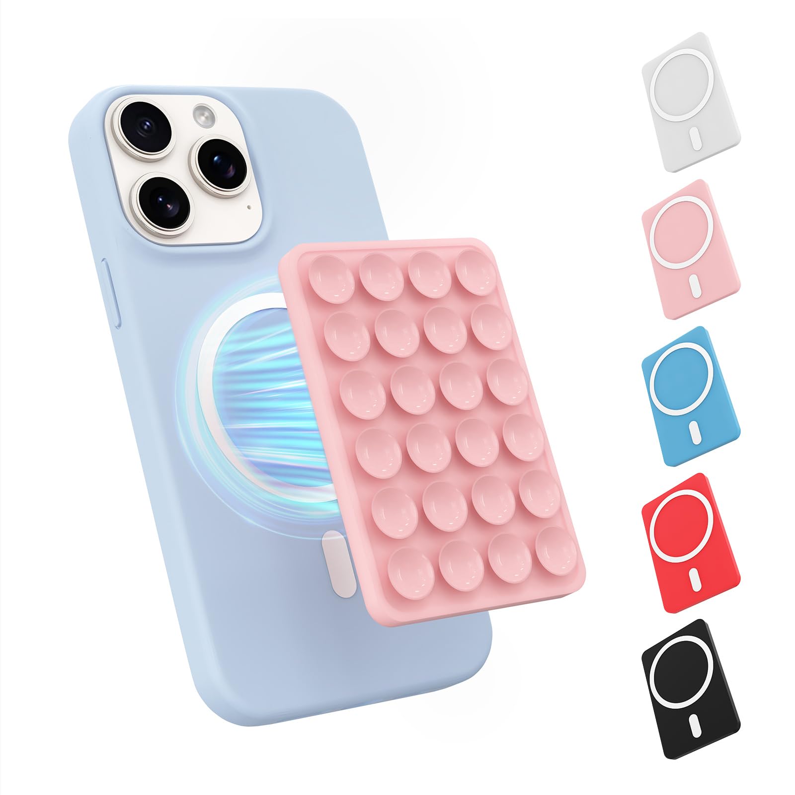 Magnetic Suction Phone Mount for MagSafe Case,Silicone Sticky (Pink)