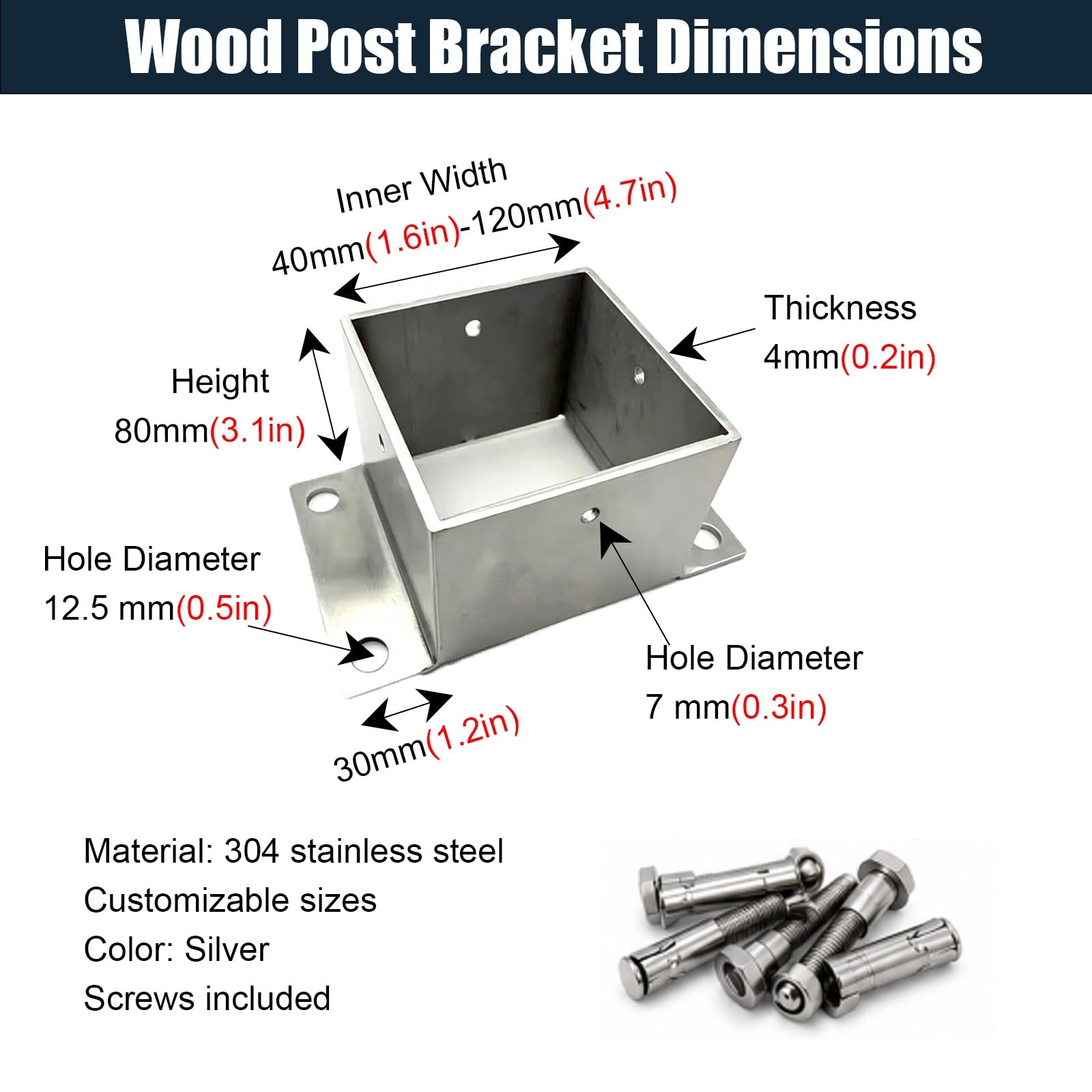 Moldura De Base Para Poste Madera Alta Resistencia | Soporte Estabilizador De Columna Plateado Para Terrazas, Barandillas, Porches O Pérgolas(1 pc,10.5x10.5CM/4.1x4.1IN)