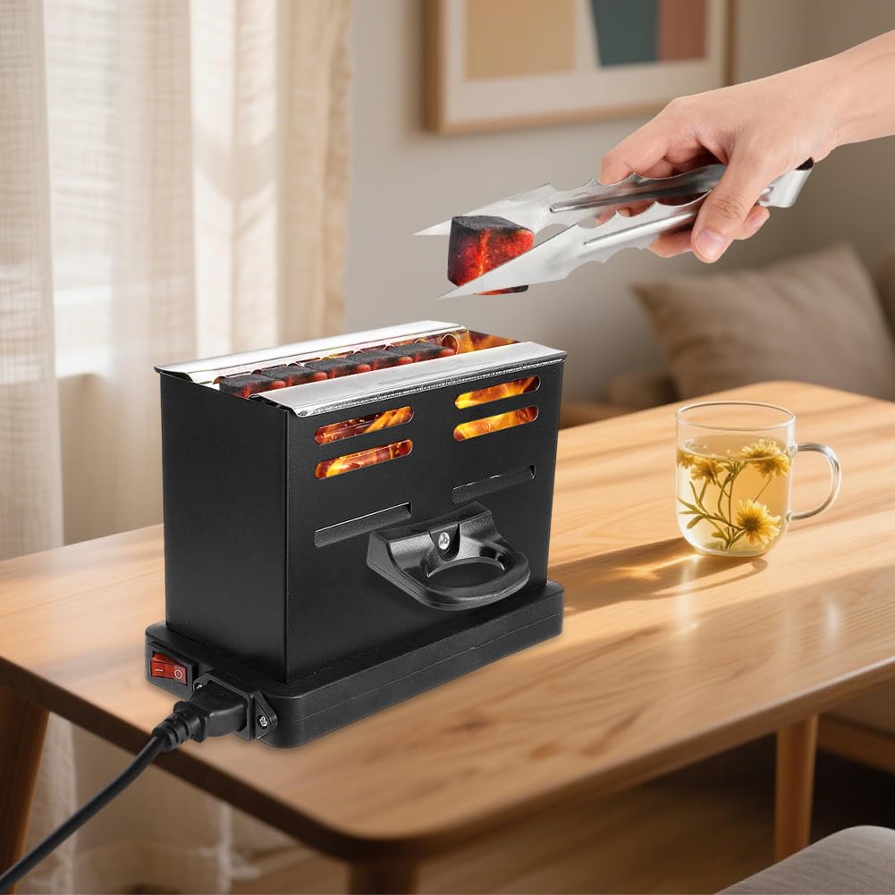 RANJIMA Accendino elettrico a carbone, 800 Watt, tostapane con pinza | Piccolo accenditore per barbecue, mini forno a carbone, accessorio elettrico per barbecue a carbone, accessorio per barbecue