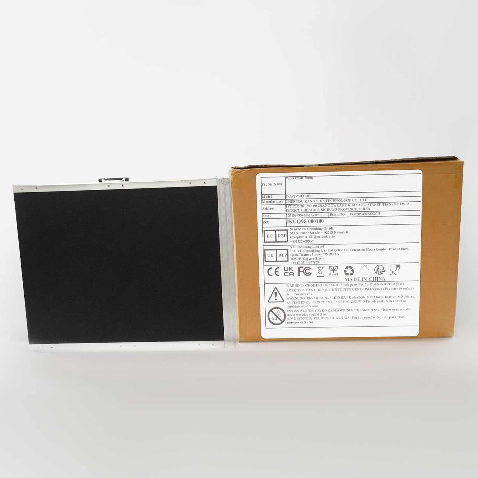 Rampa para silla de ruedas de aleación de aluminio, 272 kg, capacidad de carga, 91,5 x 73 x 5 cm, dimensiones de 72 cm, ancho útil, rampa de aluminio, altura de umbral, asa de transporte, superficie
