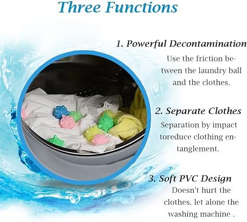 Miniatura 9 de AKOAK 15 bolas de lavandería, bola de limpieza reutilizable para secadora, sin enredos, suavizante de tela que reduce la electricidad estática, la