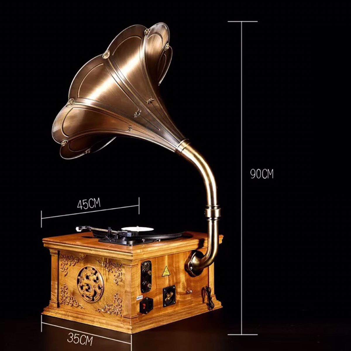 Tocadiscos retro con Bluetooth, USB y reproductor de CD para reproducción de discos de vinilo