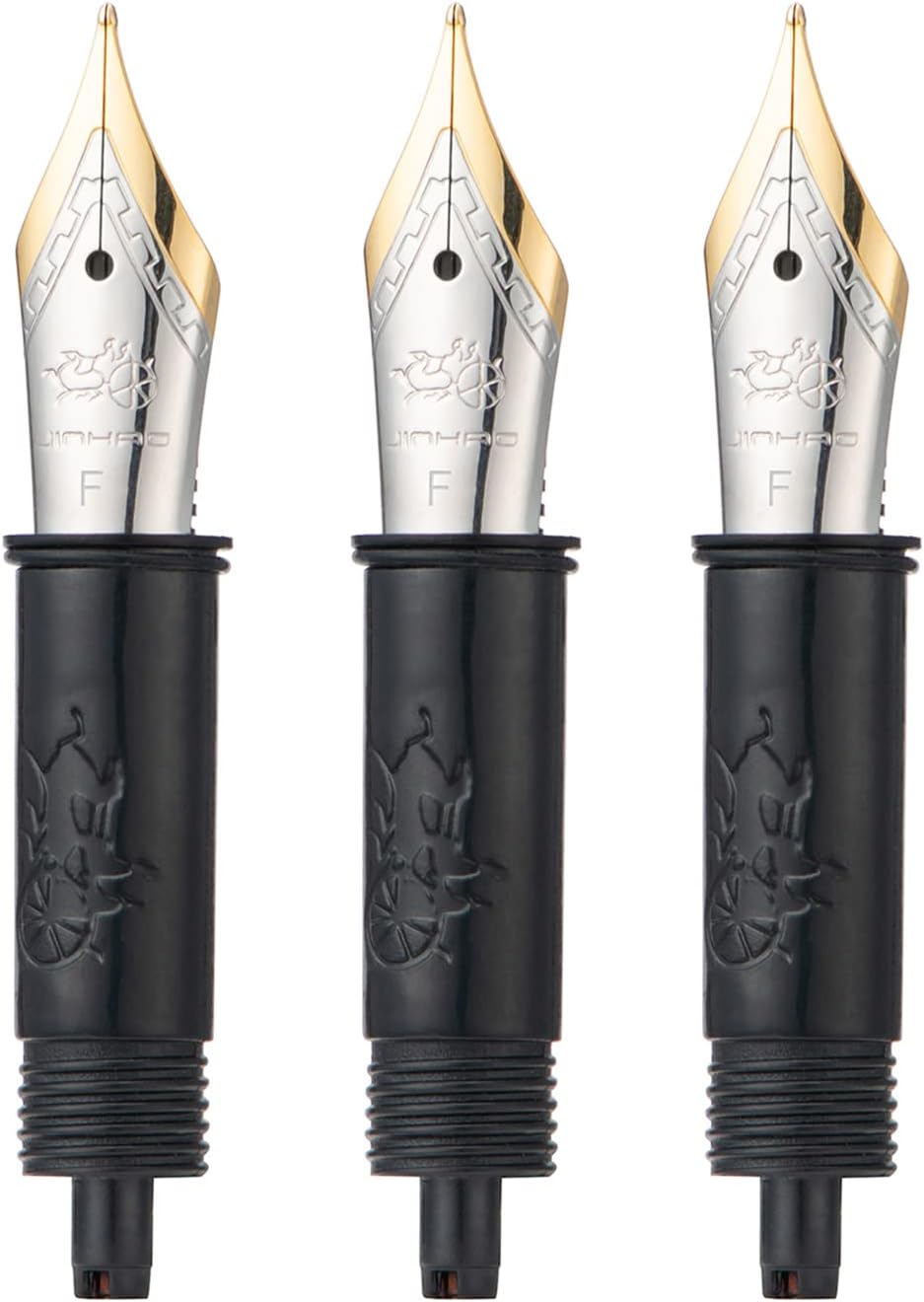 Set of 3 Jinhao #5 Fountain Pen Replacement Fine Nib with Black Section Feed Gold Trim-Compatible with Jinhao 82, 88, 95, 82 Mini, 92, 100 Mini Fountain Pen
