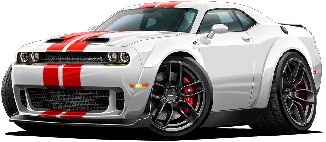 2019 Challenger Wide Body Cartoon Cars 3ft Long (36" Long) Vinyl Reusable Movable Fun Stickers for Boys Classic Cartoon Cars Home Decor