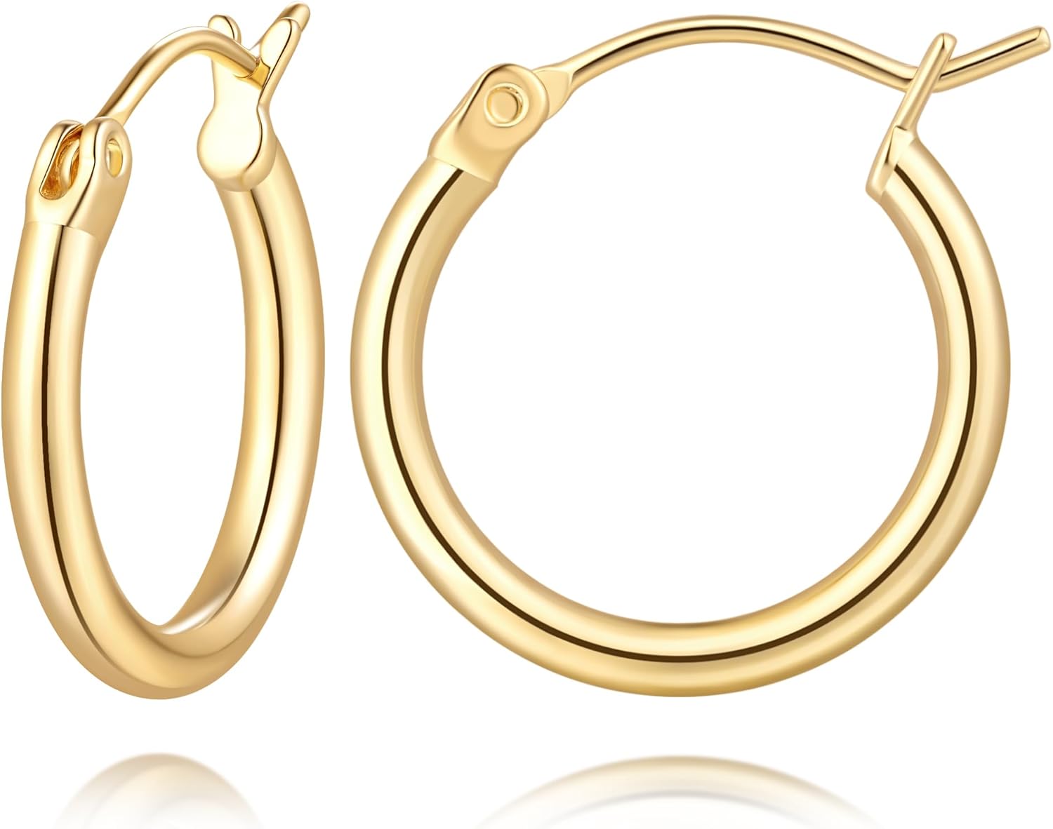 14K Gold Earrings for Women 14K Gold Hoop Earrings for Women Gold Hoops Earring for Womens Hoop Classic Simple Circular Silhouette Womens Hoop Earrings 12/14/16/18/20mm