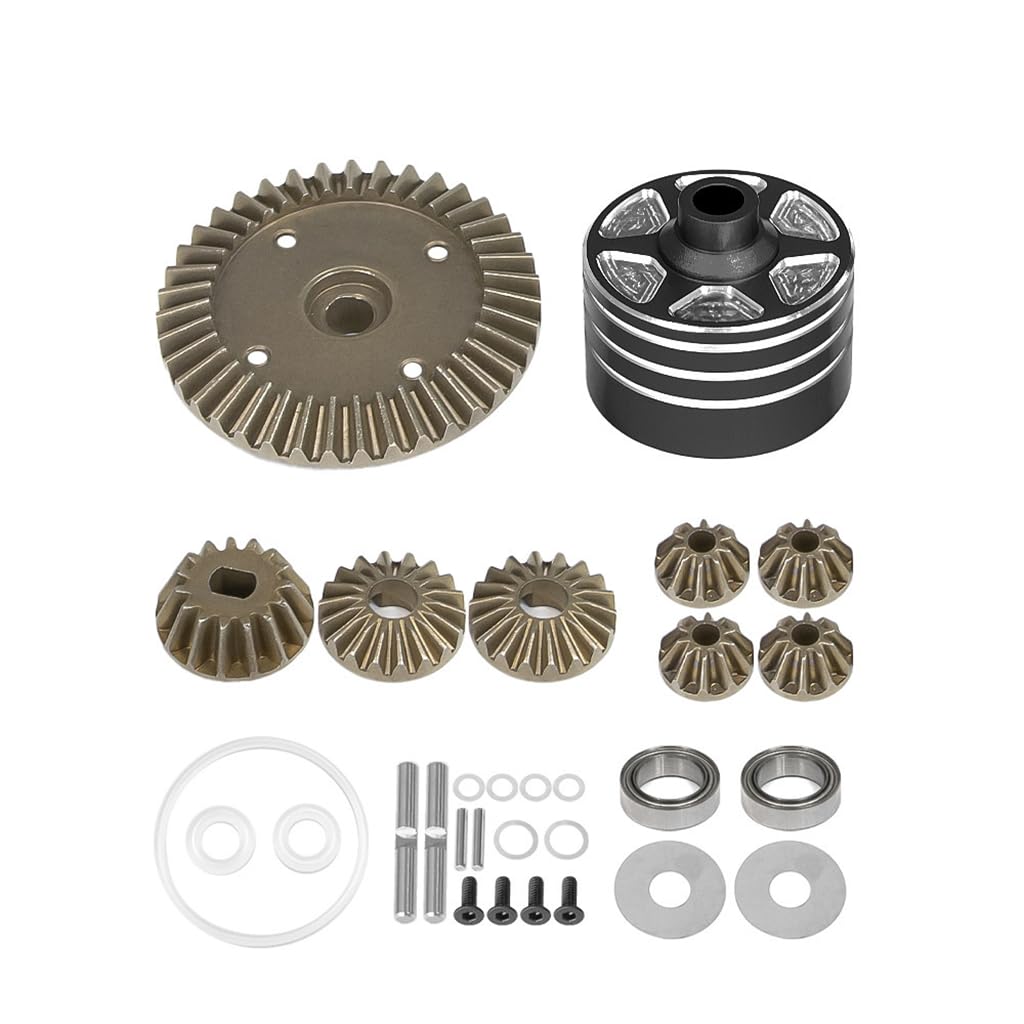Engrenage différentiel avant arrière en métal avec coque de diff pièces RC pour voiture Tamiya XV-02 MB-01 XM-01 RC (Noir)
