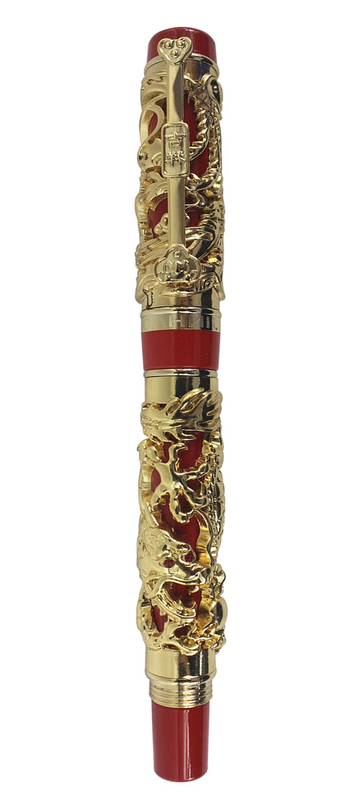SIPLIV Füllfederhalter Mit 3D Drachen-Gravur – Elegantes Schreibgerät In Rot & Gold