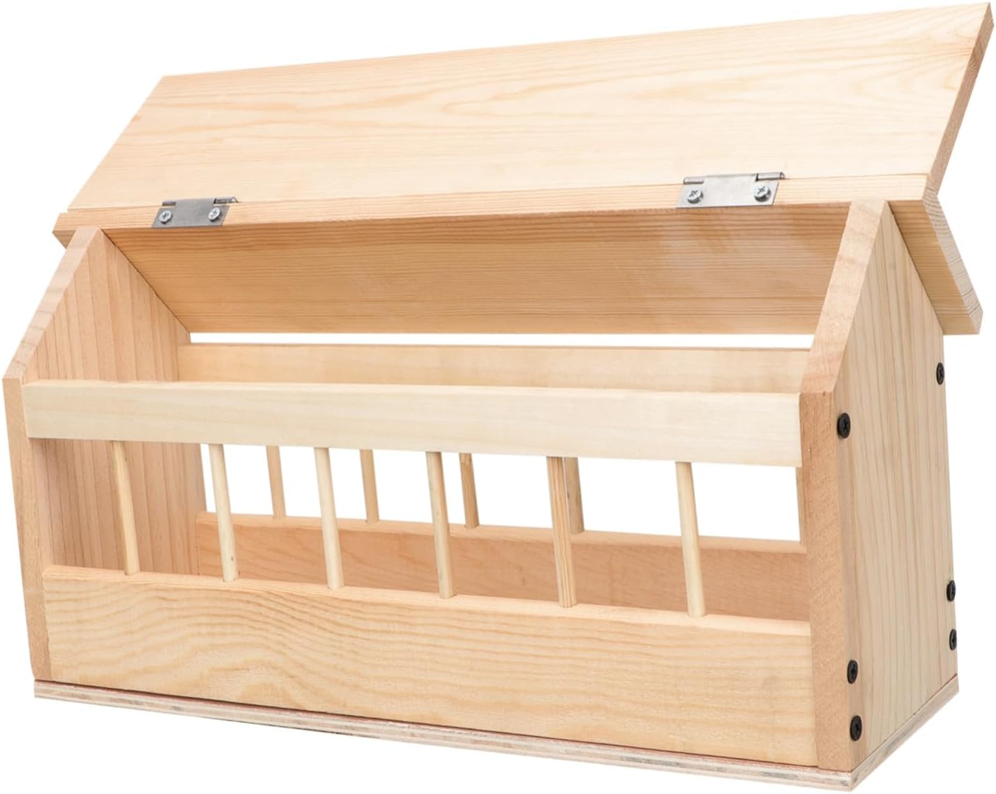 Wooden Small Pigeon Feeding Trough with Multi-Slot Design Bird Feeder for Cockatiel Parrot and Small Birds Thick Pine Automatic Feeding Dish for Outdoor Use