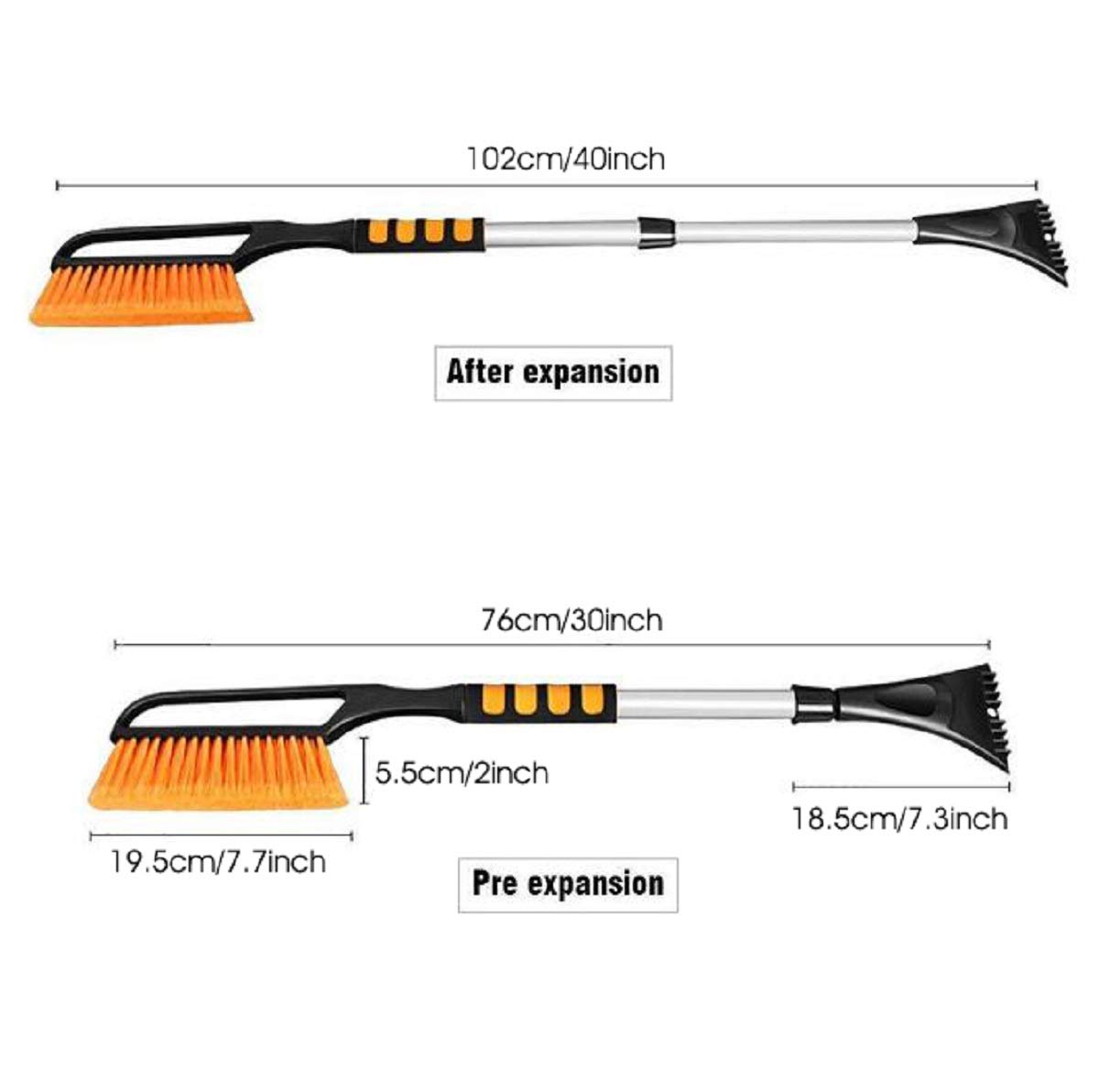 ELEOPTION Car Snow Brush, 2 in 1 Extendable Snow Shovel Cleaning Brush, Detachable Snow Mover for Car Auto SUV Truck Windshield Windows