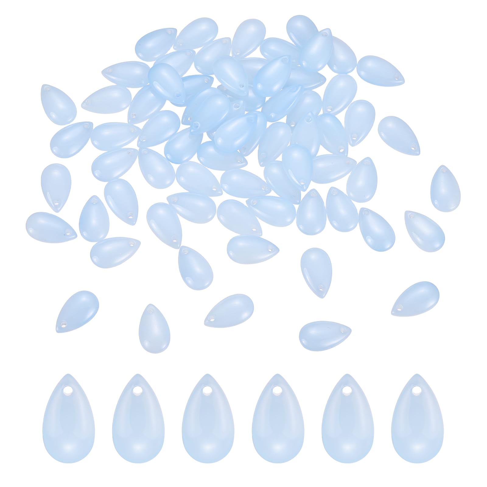 sourcing map 100 Pcs Teardrop Crystal Glass Beads, 8x14mm Teardrop Glass Charm Pendants Water Drop Beads Top Drilled for Jewelry Making DIY Craft Bracelets Necklace, Blue โ image 1
