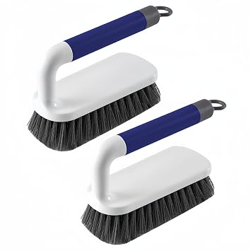 Scrub Brush, Scrubbing Cleaning Brushes, Heavy Duty Cleaning Brushes with Handle, for Shower, Bathroom, Carpet, Kitchen and Bathtub Scrubber, 2 Pack Blue
