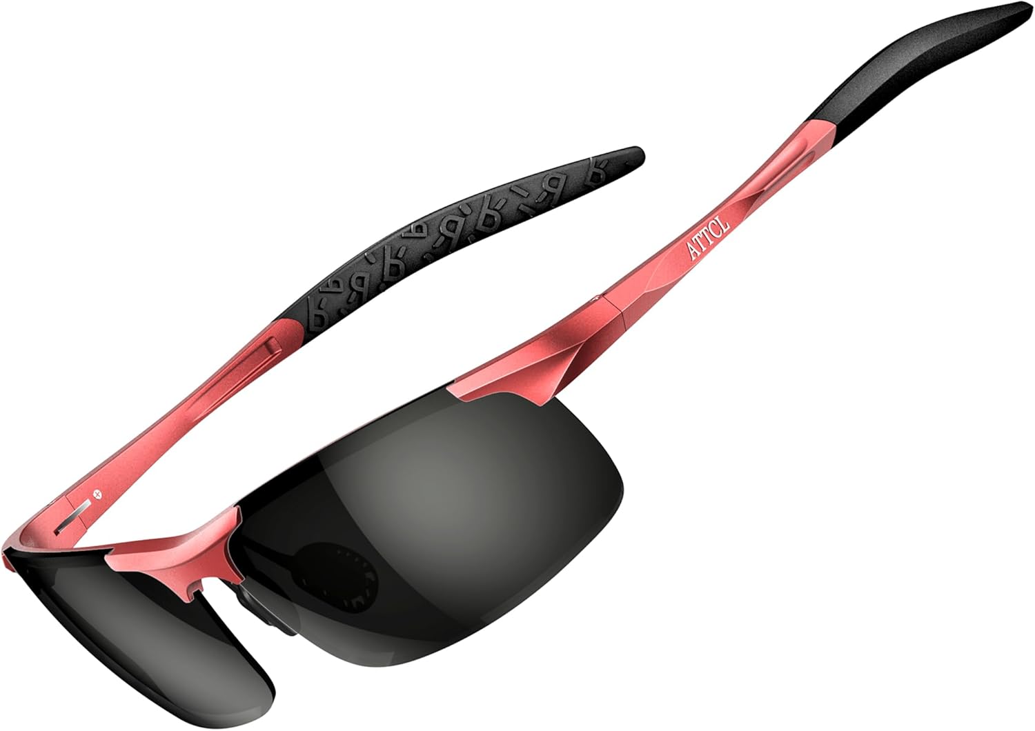 ATTCL Polarized Sunglasses Men Sports: UV Protection Anti Glare Wrap Around Lightweight Metal Driving Fishing Golf Running