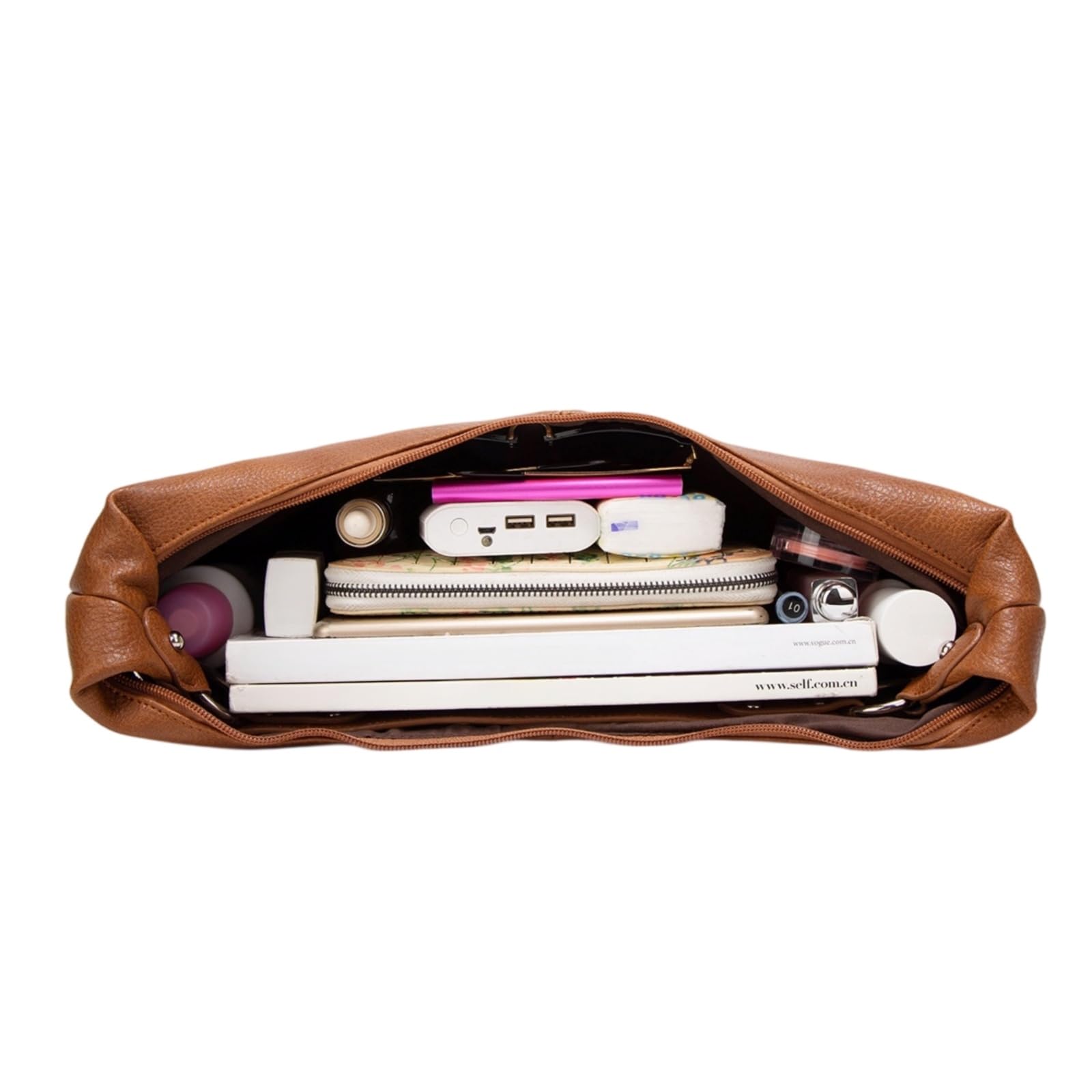 Beauty Case Borsa A Tracolla in Pelle Falsa Donna, Grande capacità Ascella Tote Borsa, Casual Vintage per Uso Quotidiano