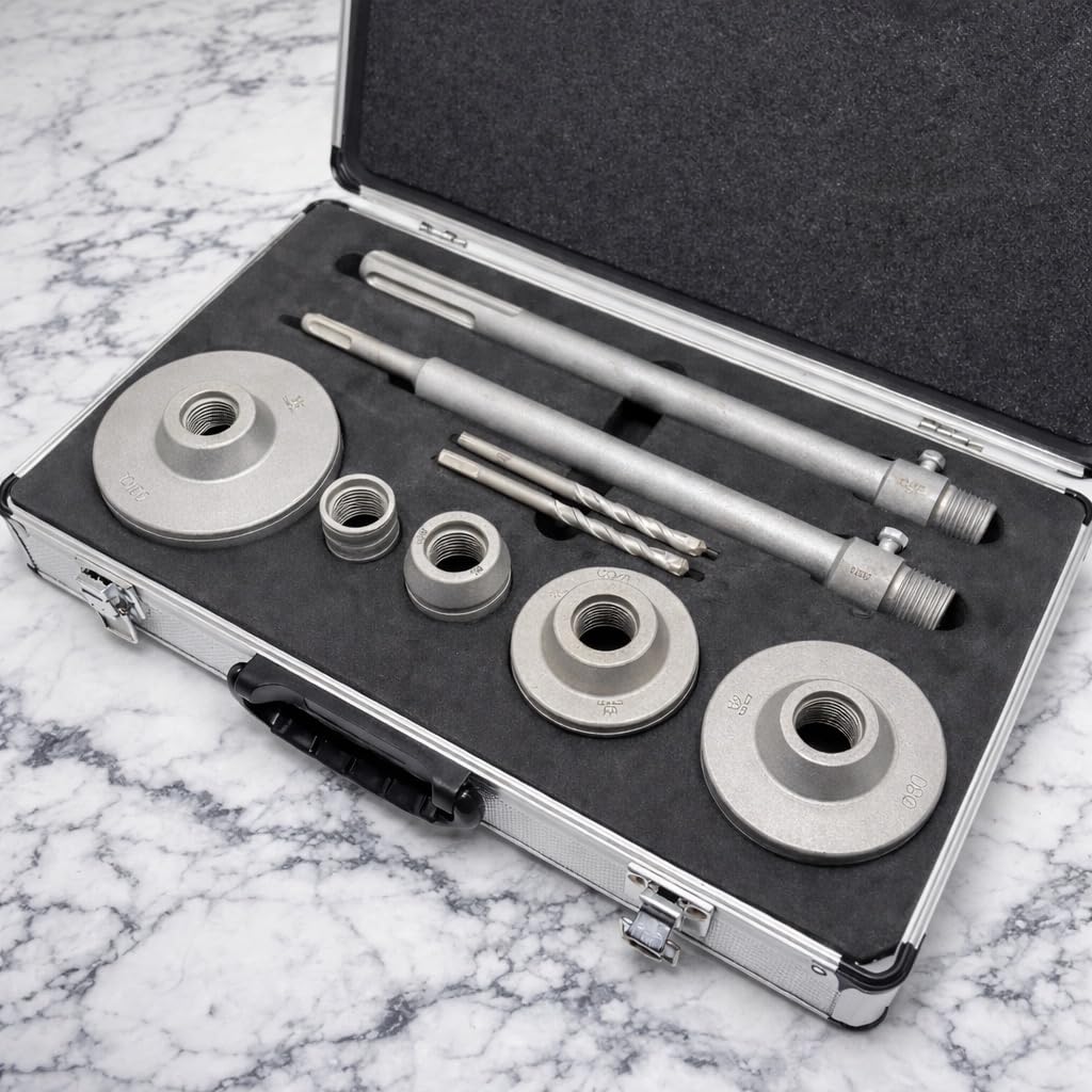 Kit da 9 pezzi con punte per trapano per cemento, TCT, mattoni, con attacco SDS Max e Plus (122592)