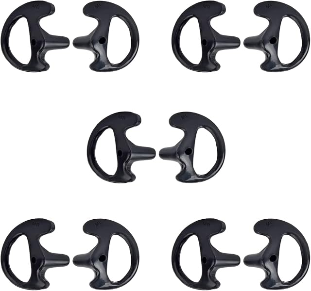 HYSHIKRA Replacement Soft Earmould Earpiece Earbud Air Acoustic Headset Earplug for Walkie Talkie Coil Tube Audio Kits,5 Pairs (Black, Medium)