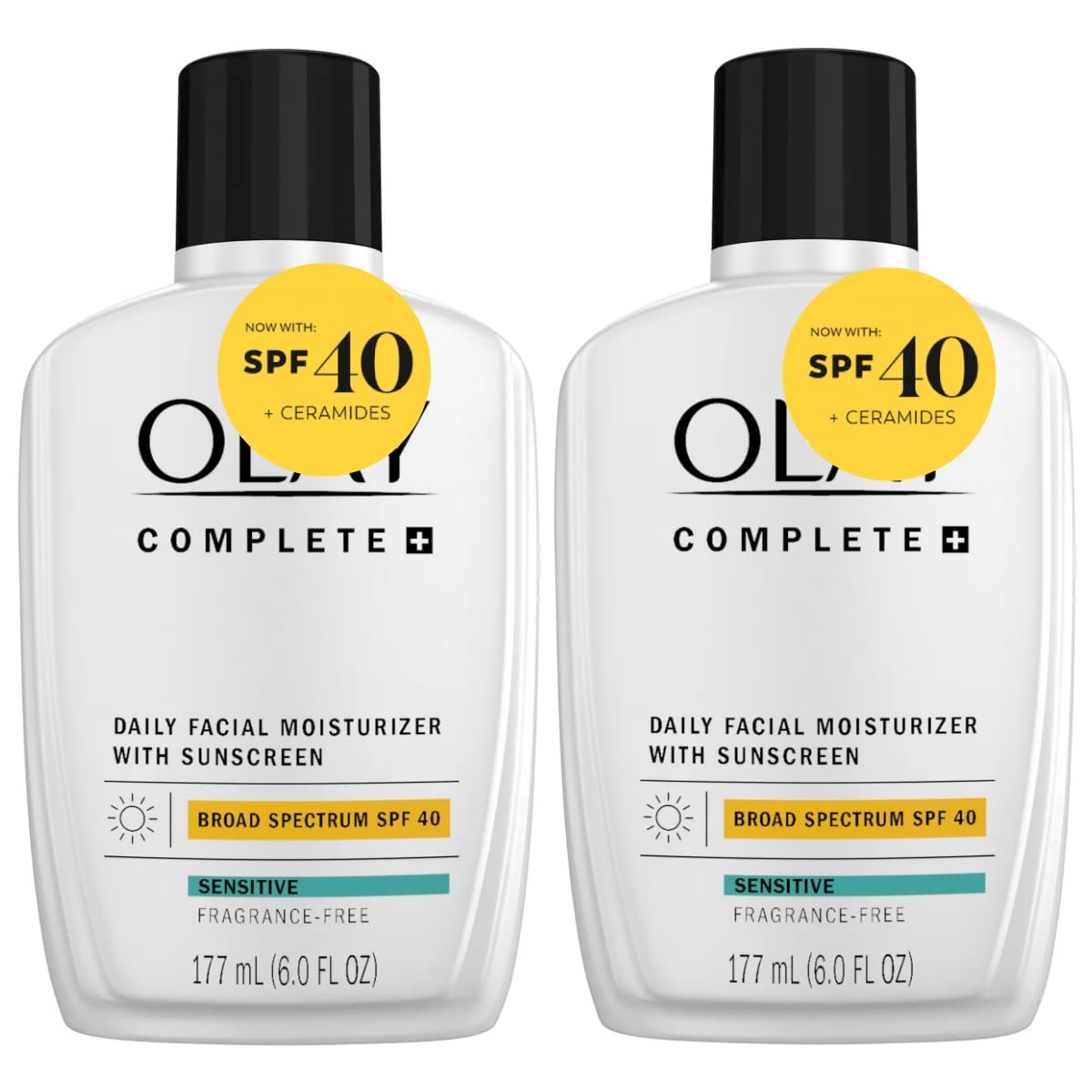 Complete+ Face Moisturizer with Sunscreen SPF 40, Daily Facial Lotion for Normal Skin, Lightweight Hydrating Broad Spectrum Sun Protection - Vitamin C, E, and Niacinamide - 6 Oz 2 Pack