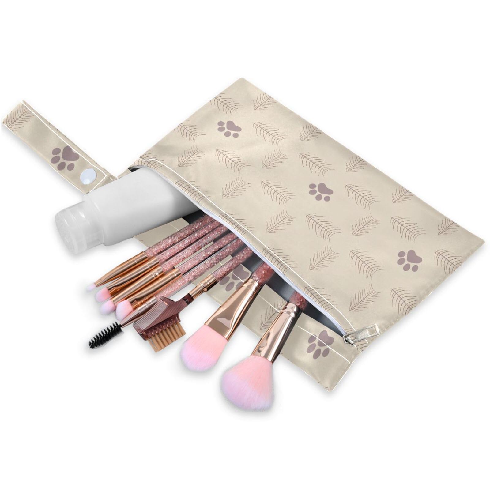 Coikll Wet Dry Bags for Cloth Diaper 2 Pack Waterproof Yoga Gym Bag for Swimsuit Wet Clothes Baby Items-?Fishbone and Paw Prints?