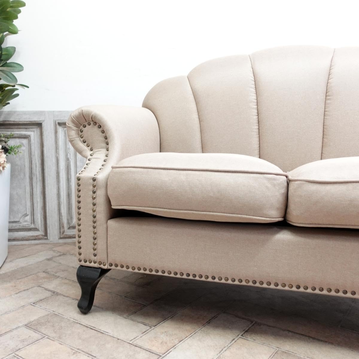 ベージュ ファブリック 2人掛けソファ 2人掛け]ソファ｜クッション付き くすみカラー ファブリック デザイン