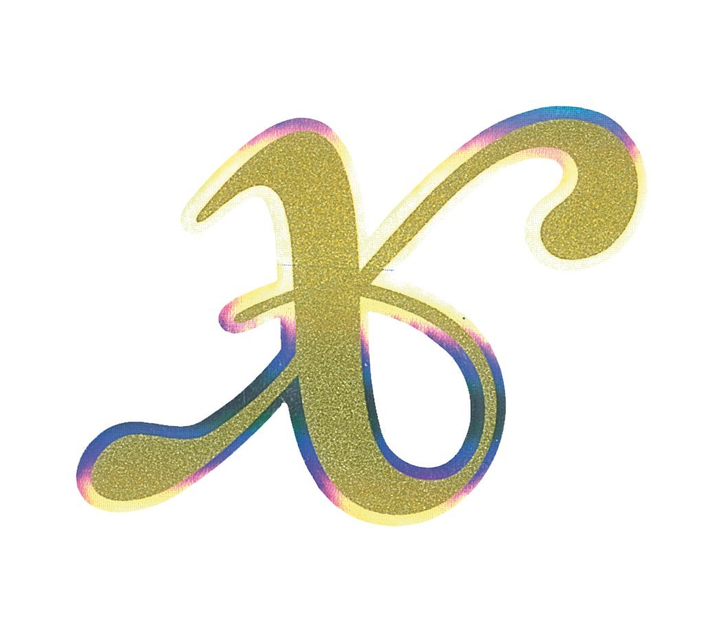 4R Quattroerre.it Holographic Letter X Sticker, Gold Metal
