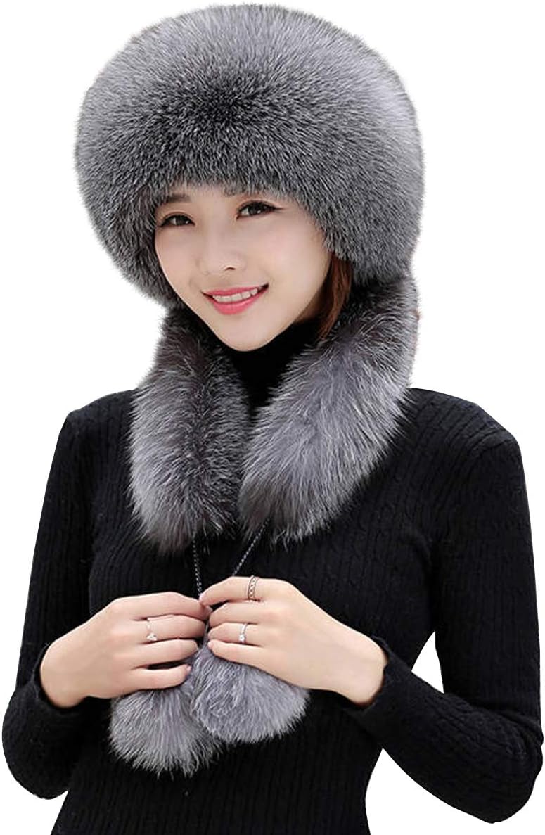 EBEYUKIWomen Ladies Girls Cossack Russian Style Faux Fur Hat Winter Warmer Motorcycle Skiing Cap Costume Gift