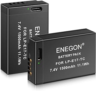 ENEGON LP-E17 Battery Type C Charging Port Battery Charging Batteries for Canon EOS 200D, 250D,77D, 750D, 760D, 800D, 8000D, KISS X8i, Rebel SL2, T6i, T6s, T7i, EOS M3, M5, M6, RP Digital SLR Camera