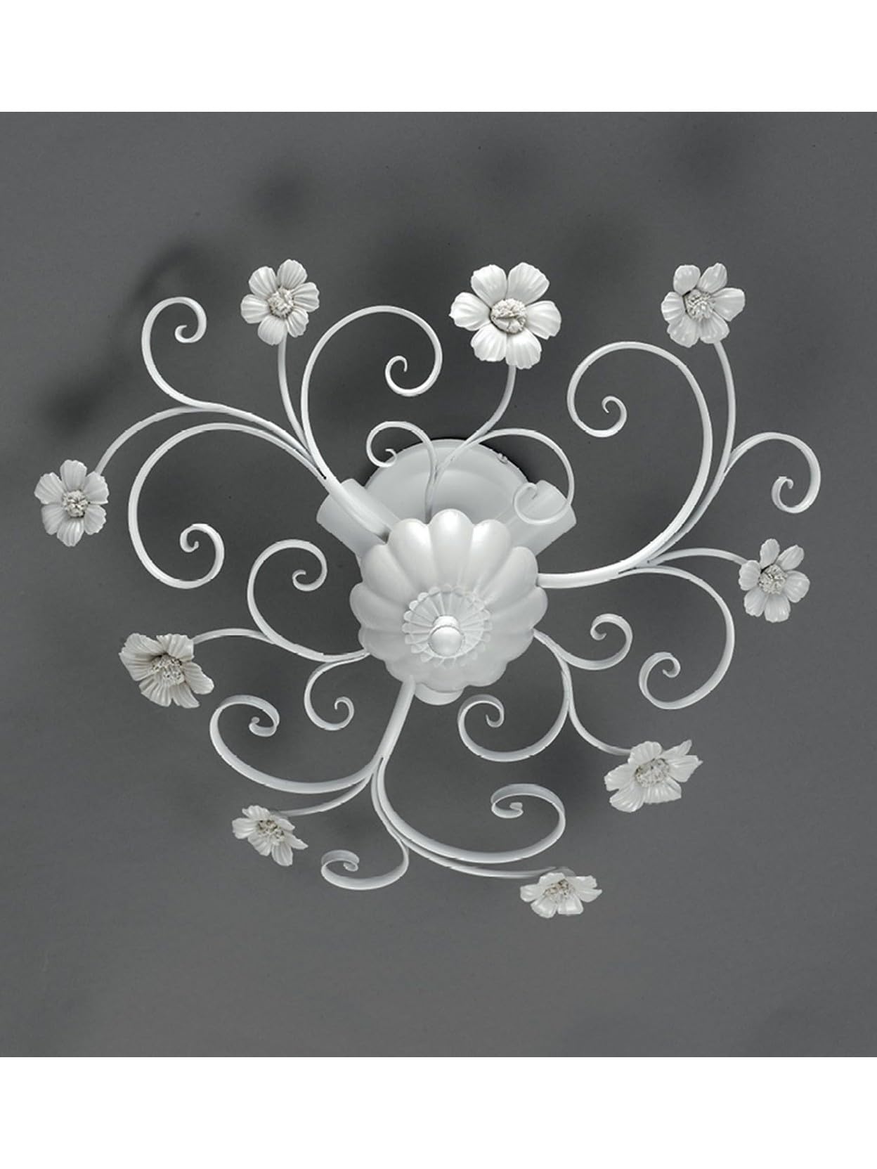 Generico Plafón de techo de hierro forjado blanco y porcelana 3 luces Pl 165/45P para salón, comedor, dormitorio, pasillo, dormitorio