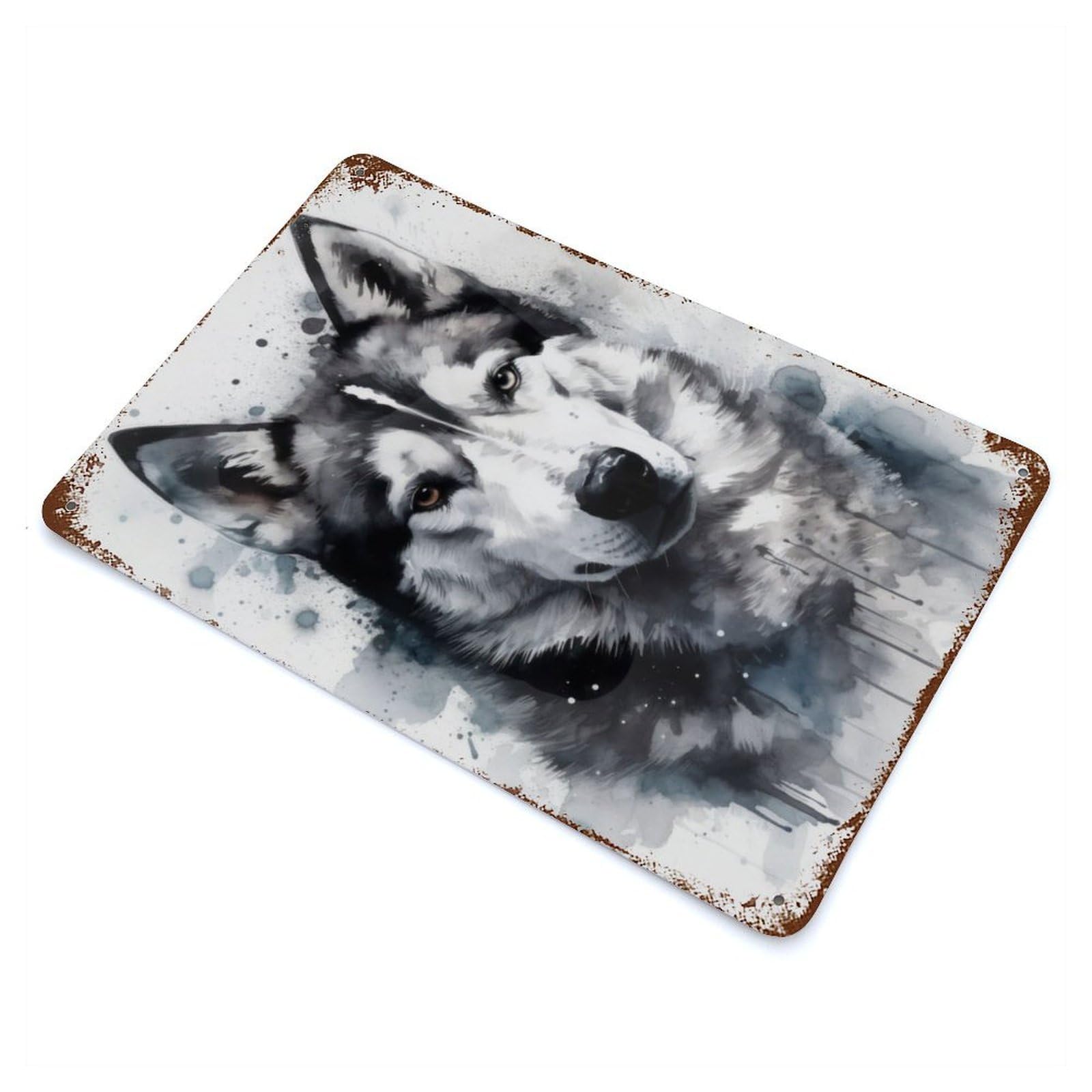 Garage Style Siberian Husky Dog Beauty Weathered Tin Sign 11.8"x7.9", Classic Wall Plaque for Bar And Workshop