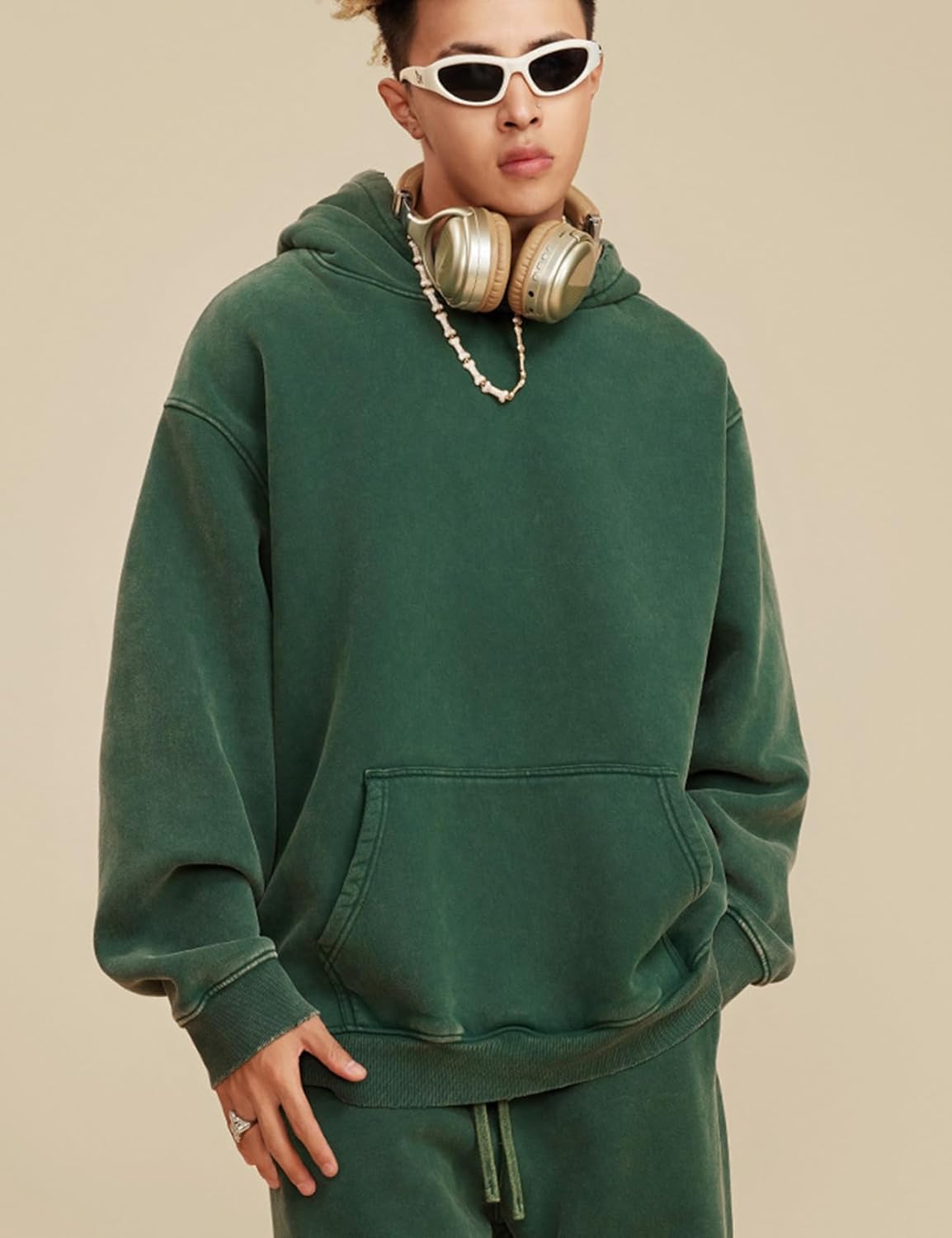 Arssm Mens Oversized Hoodie Acid Wash Pullover Vintage Cotton Heavyweight Sweatshirt Fleece Hoodie Men Streetwear - Image 2