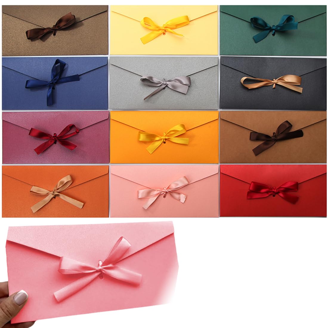 12 Enveloppes Colorées Hyakoz Avec Ruban - Style Rétro Pour Cadeaux, Mariage, Anniversaire