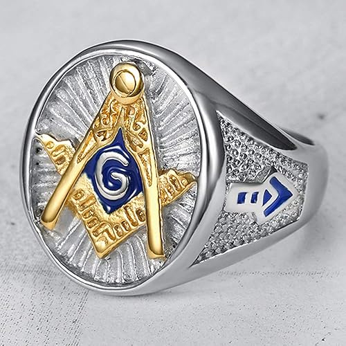 Vista 2 de Jude Jewelers Anillo Masónico Masónico Masónico de Acero Inoxidable