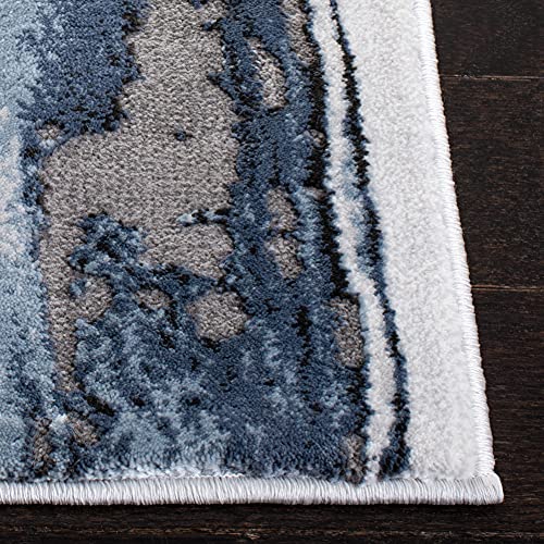 Tapete decorativo moderno de 2'7 x 5' en azul y gris miniatura 2