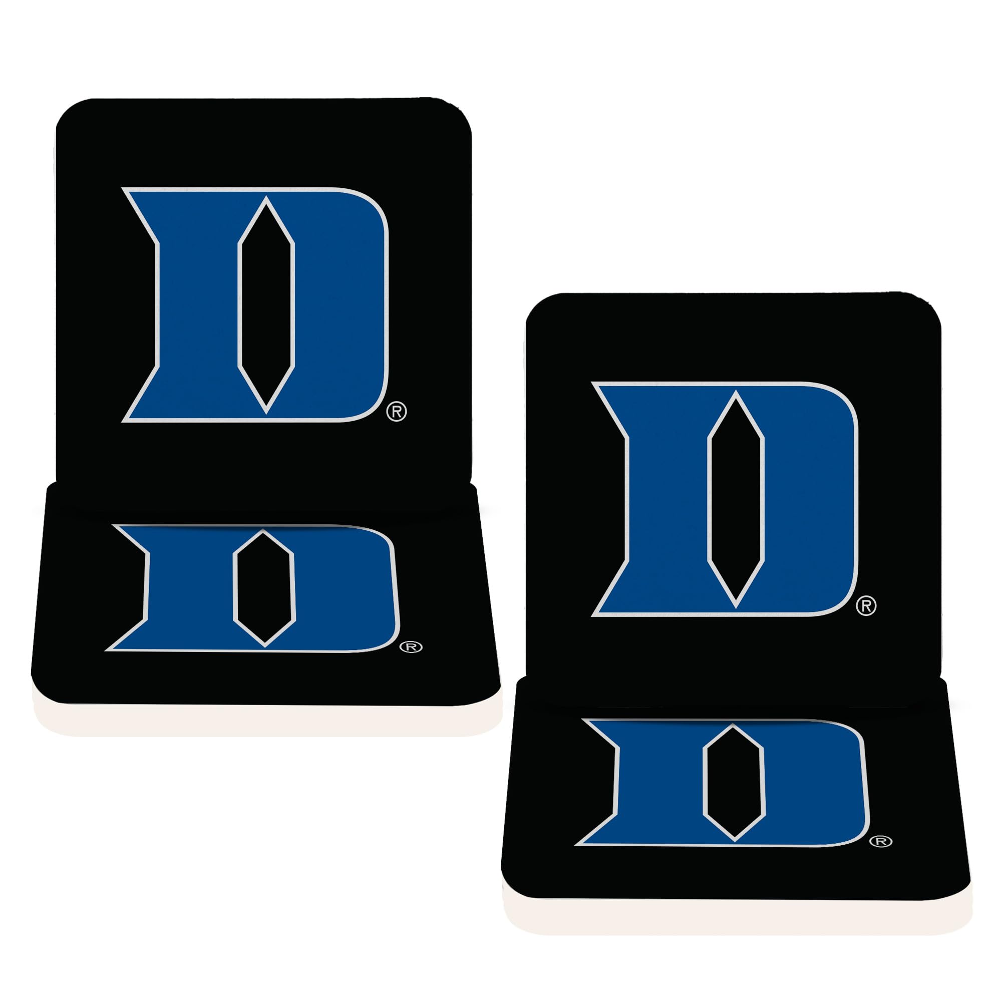 Duke University Square Ceramic Coasters 4 Pack Blue Devils Absorbent Drink Coasters with Cork Backing (Design B)