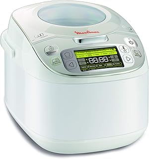 Moulinex Multicuiseur Programmes Multicooker 45 Programmi Cuoci Riso Vapore 5 Lt Vasca Antiaderente Rimovibile 750W Bianco MK812101, Argento