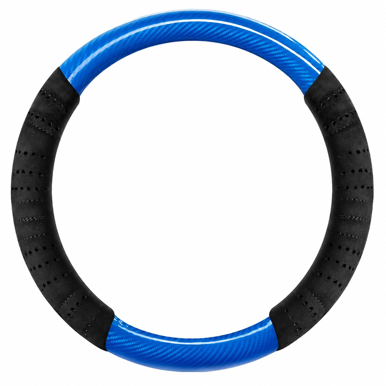 WAMZHGYOTC Carbon Fibre Steering Wheel Cover for BMW 4er F32 F33 F36 G22 G23 G26 M4 i4 420i 420d 430i 430d M440i M440d, Anti Slip Breathable 15 Inch Wheel Protector,Blue