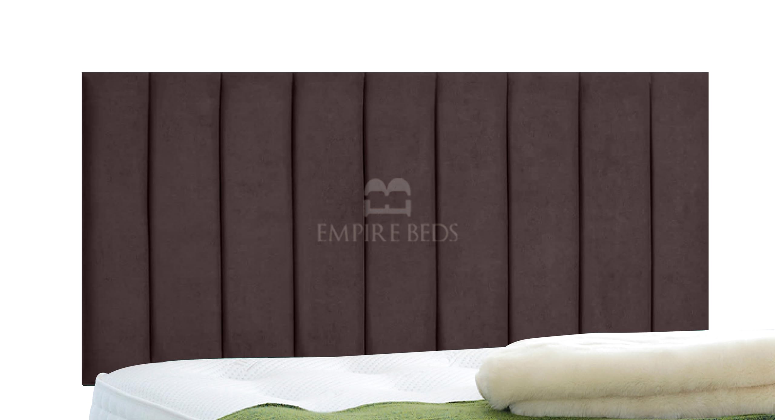 EMPIRE BEDS 24 INCH HEIGHT LUXURIOUS PORTLAND HEADBOARD IN PLUSH VELVET FABRIC FOR DIVAN BEDS (4FT Small Double- Height 24", Mocca) — image 1