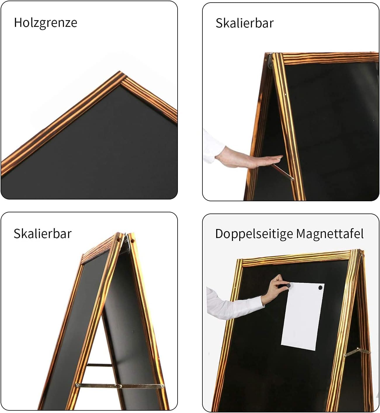 uyoyous Stojak do pisania kredą, popychacz klientów, tablica reklamowa, stojak na plakaty z lakierowaną drewnianą ramą (95 x 53 cm)
