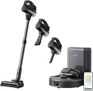 eufy Robot Vacuum 3-in-1 E20,with Versatile Stick and Handheld Vacuum Cleaner Combo,Self Emptying Up to 75 Days,Max 30,000Pa,Smart Obstacle Avoidance,Pro-Detangle,Perfect for Carpet,Crevices,Stairs